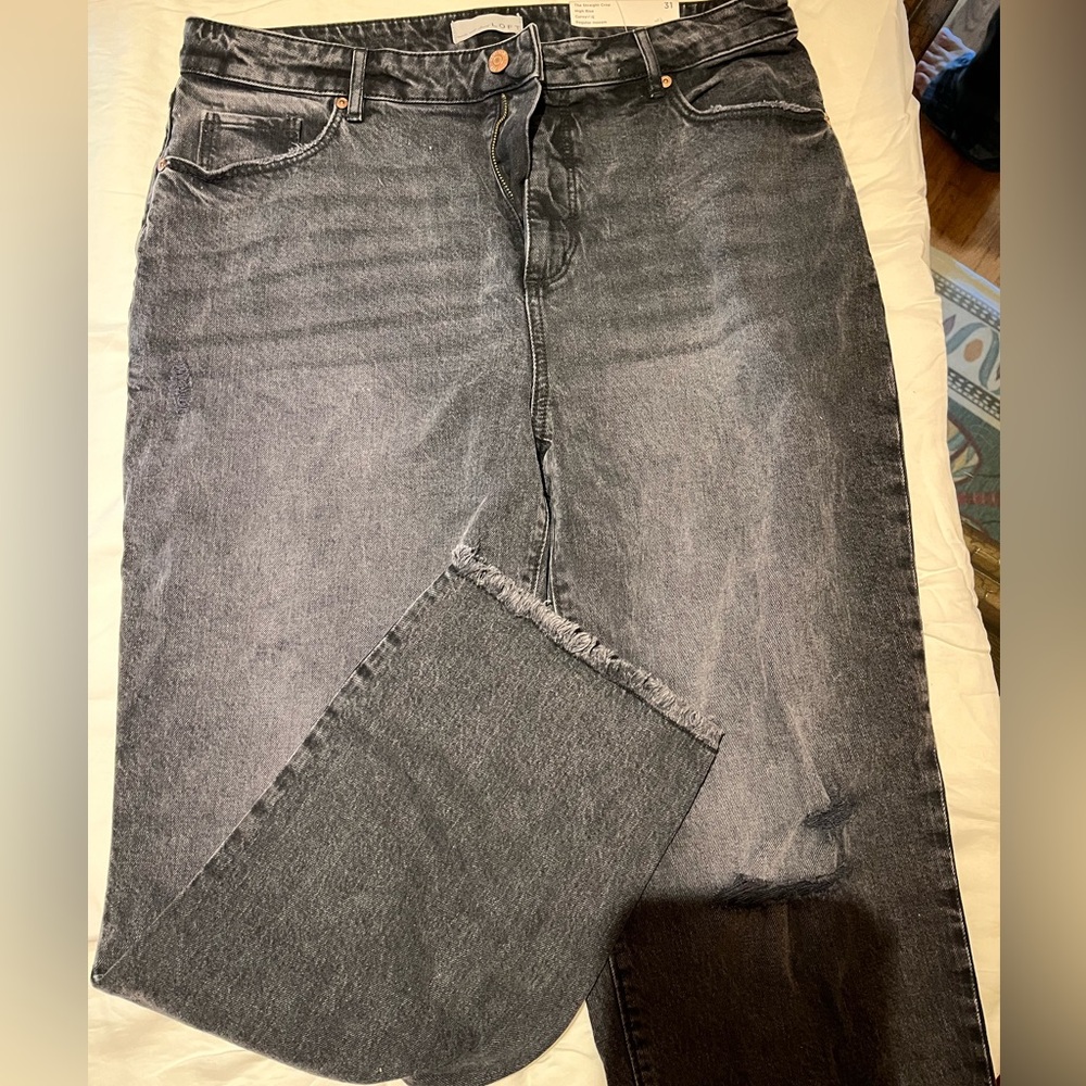 NWT Loft Distressed Black Straight Crop